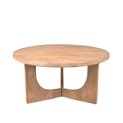 Salontafel Guus van Starfurn met rond naturel blad van mangohout en 80 cm doorsnede