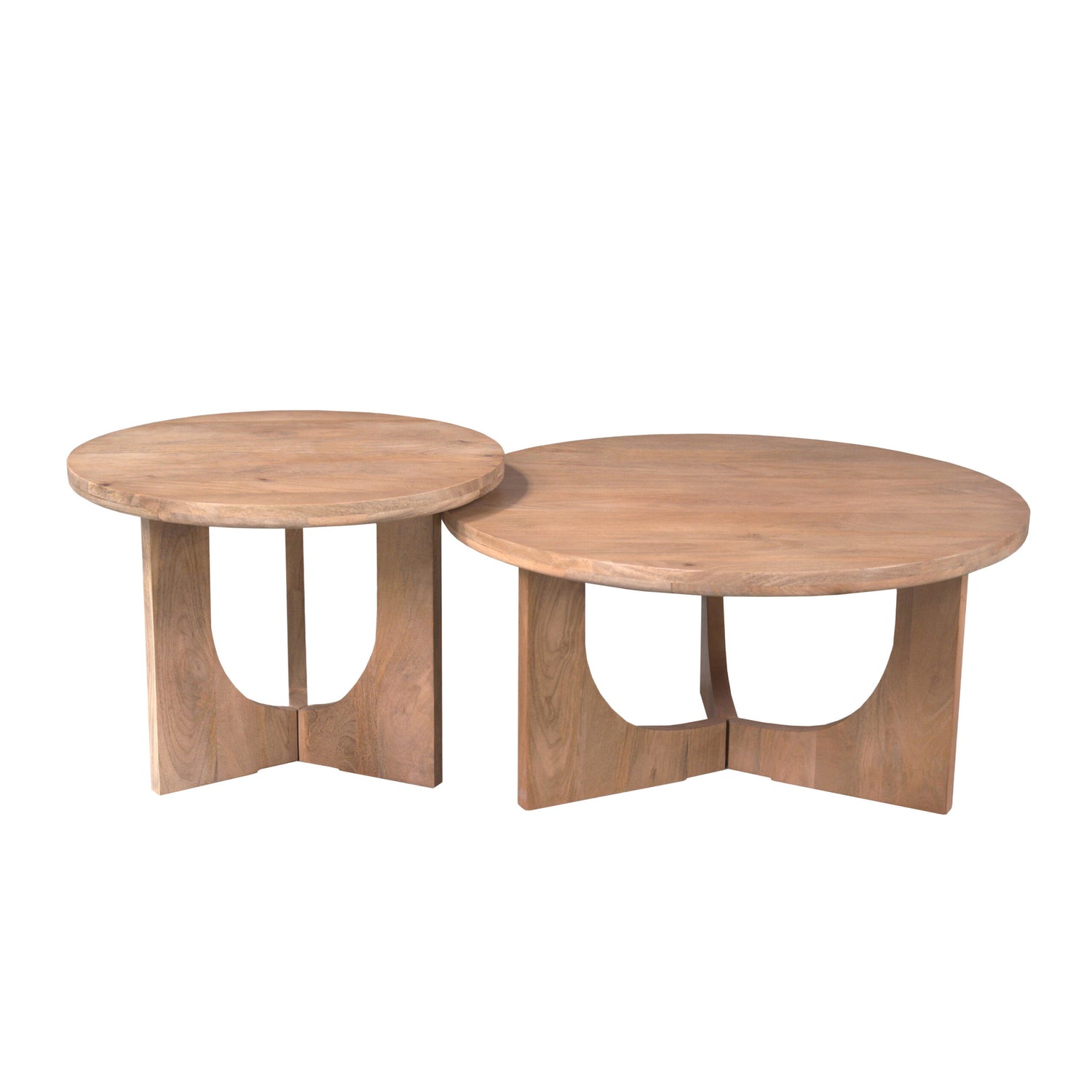 Salontafel Guus Mangohout Naturel 80cm van Starfurn schuin van boven gezien