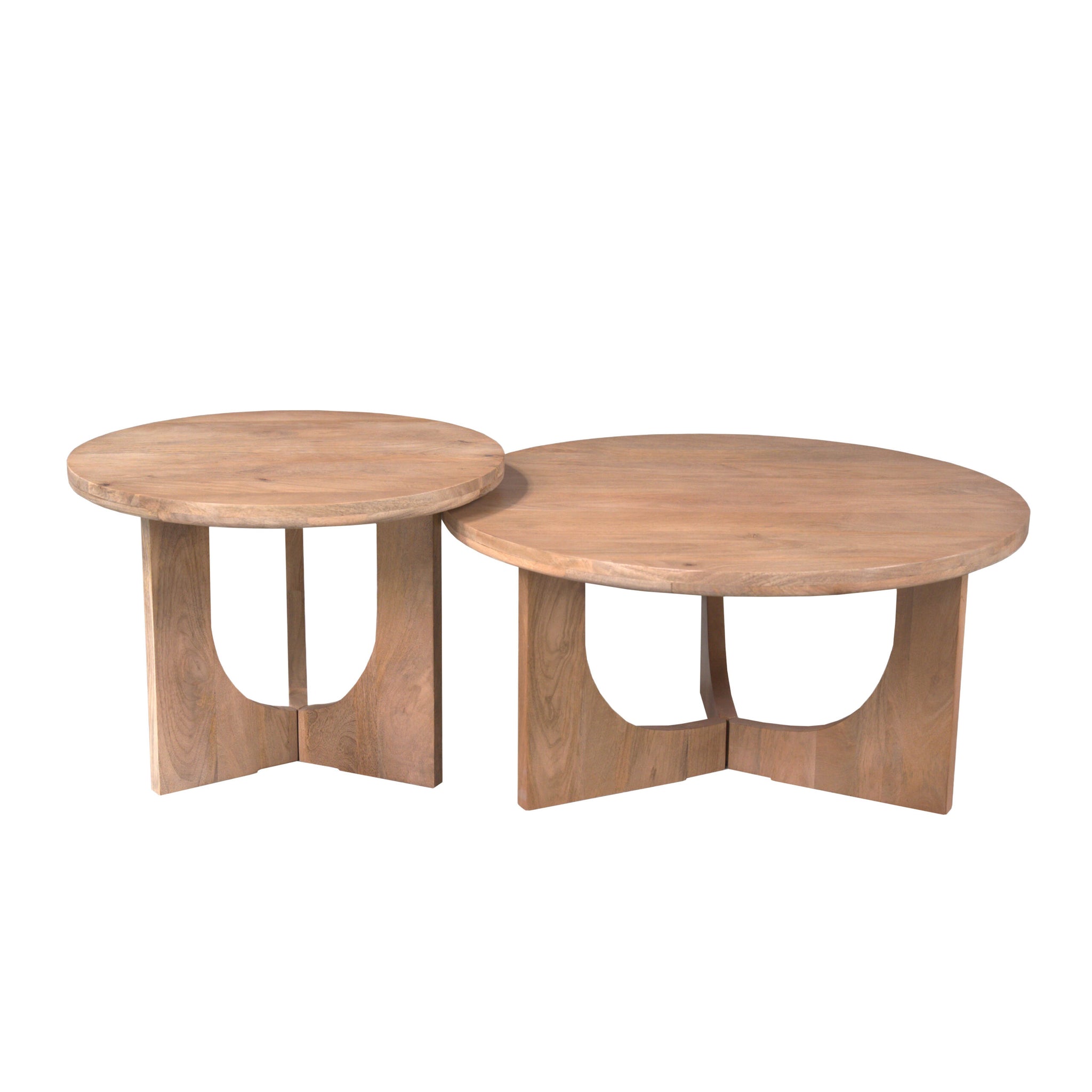 Salontafel Guus Mangohout Naturel 80cm van Starfurn schuin van boven gezien