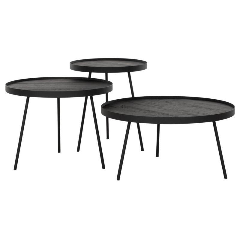 Saturnus salontafels zwart teakhout naast elkaar DTP Home