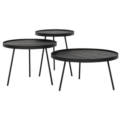 Saturnus salontafels zwart teakhout naast elkaar DTP Home