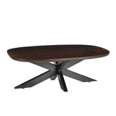 Salontafel Jesper Chestnut 120cm schuin vooraanzicht met zwart spinpootonderstel
