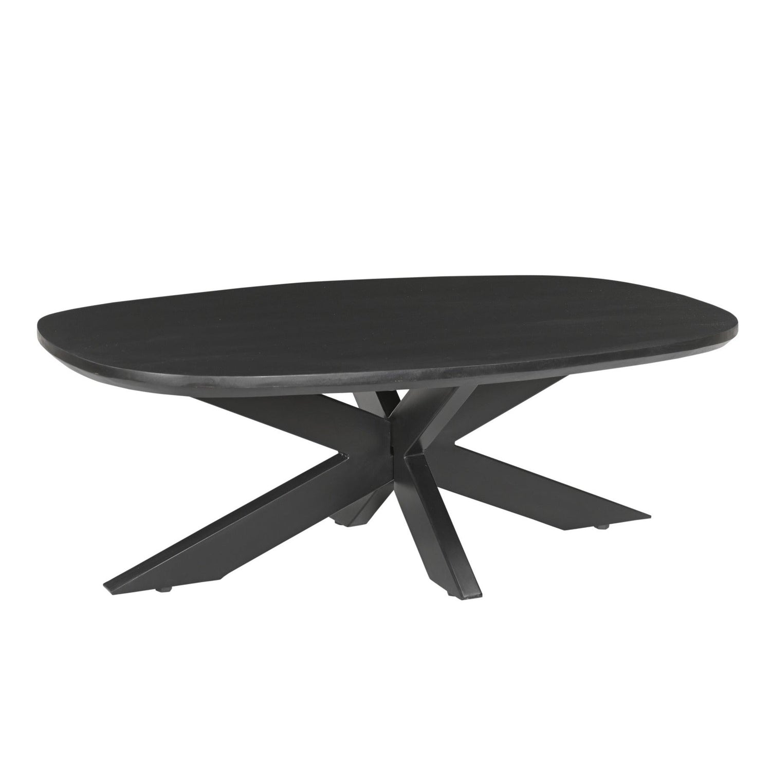Salontafel Jesper Kala 120cm schuin vooraanzicht met zwart spinpootonderstel