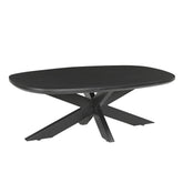 Salontafel Jesper Kala 120cm schuin vooraanzicht met zwart spinpootonderstel