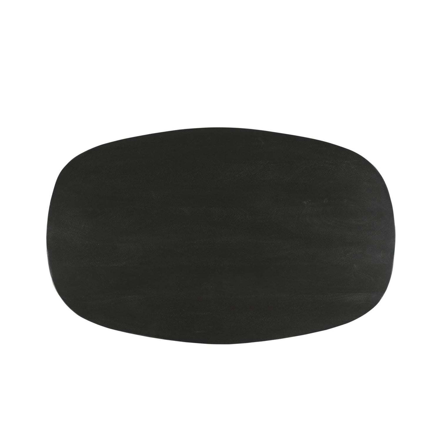 Bovenaanzicht van het mangohouten blad van de salontafel Jesper Kala 120cm