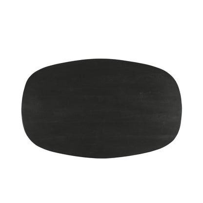 Bovenaanzicht van het mangohouten blad van de salontafel Jesper Kala 120cm