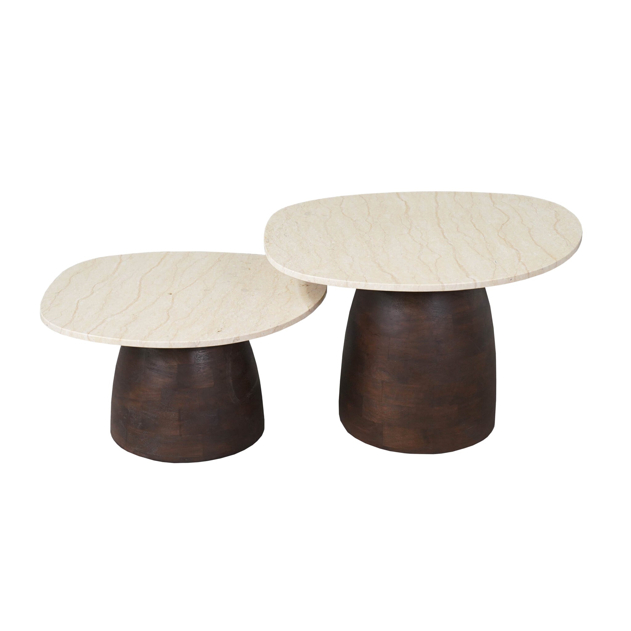 Salontafel Liv 80cm van Starfurn van opzij gezien met zicht op de ronde voet en de hoogte van 48cm