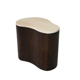 Salontafel Lovi Bruin 50cm van Starfurn van opzij met het smalle blad op 42cm hoogte