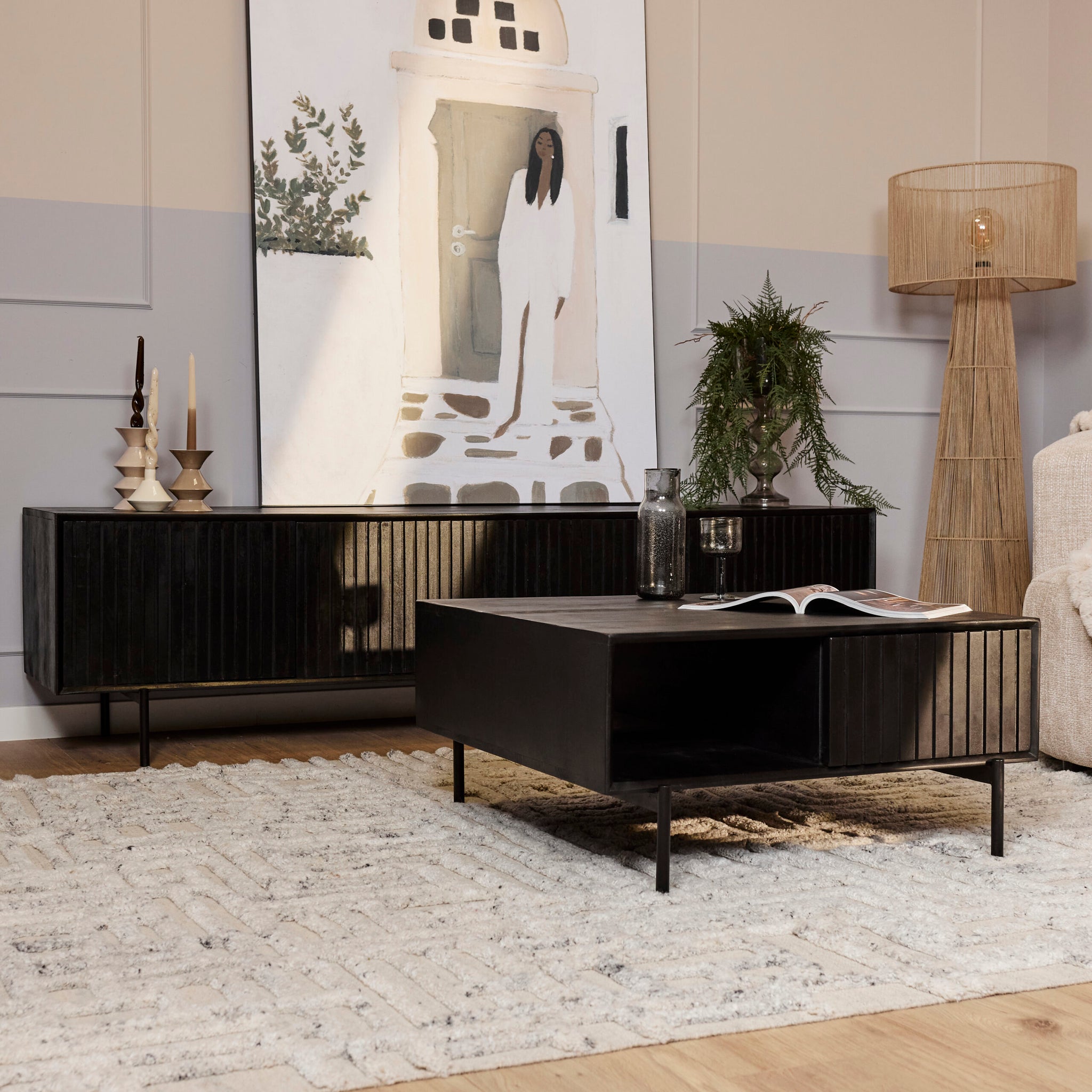 Madison salontafel 80 cm schuin van boven gezien met twee gesloten lades