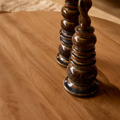 Ronde salontafel Madison 80cm van Starfurn bovenaanzicht van het ronde blad in mangohout