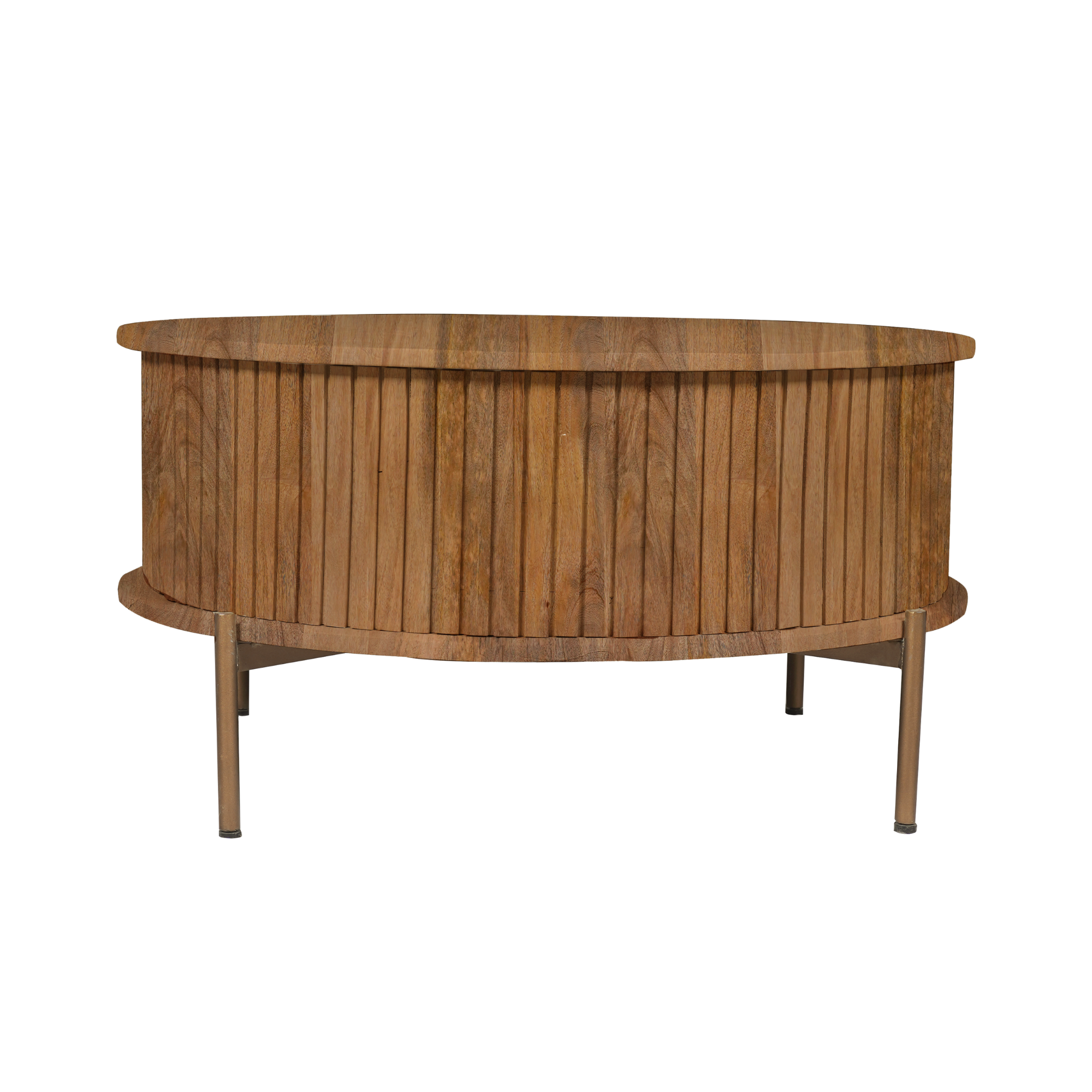 Ronde salontafel Madison 80cm van Starfurn close-up van de houtnerf en de naturel afwerking