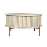 Salontafel Madison van Starfurn van opzij, waarbij de hoogte van 40 cm en het lattenpatroon opvallen