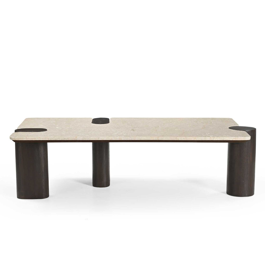 Salontafel Maeve van Starfurn met marmeren blad op bruin mangohout poten, 128 cm