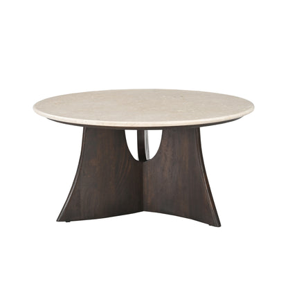 Salontafel Milo Botticino Marmer 80cm van Starfurn in een woonkamer voor een lichte bank