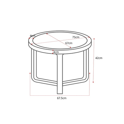 Maattekening van de Salontafel Morris Travertin Ø75cm van Starfurn