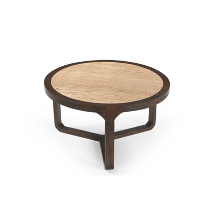 Salontafel Morris Travertin Ø75cm van Starfurn van de zijkant gefotografeerd