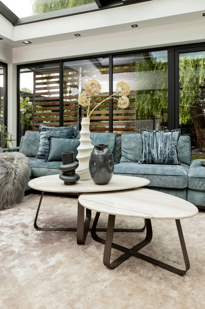 Salontafel Muka hoog dark grey base white marmer PTMD - Salontafel - PTMD - livinglovely.nl