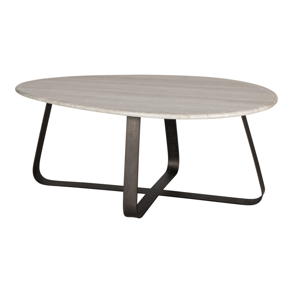 Salontafel Muka hoog dark grey base white marmer PTMD - Salontafel - PTMD - livinglovely.nl