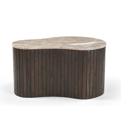 Bovenaanzicht van de kleine Salontafel Nomi van Starfurn met de adering in het marmer