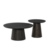 Salontafel Novero espresso Ø50cm en Ø80cm naast elkaar