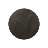 Bovenaanzicht van het eikenhouten blad van de salontafel Novero espresso