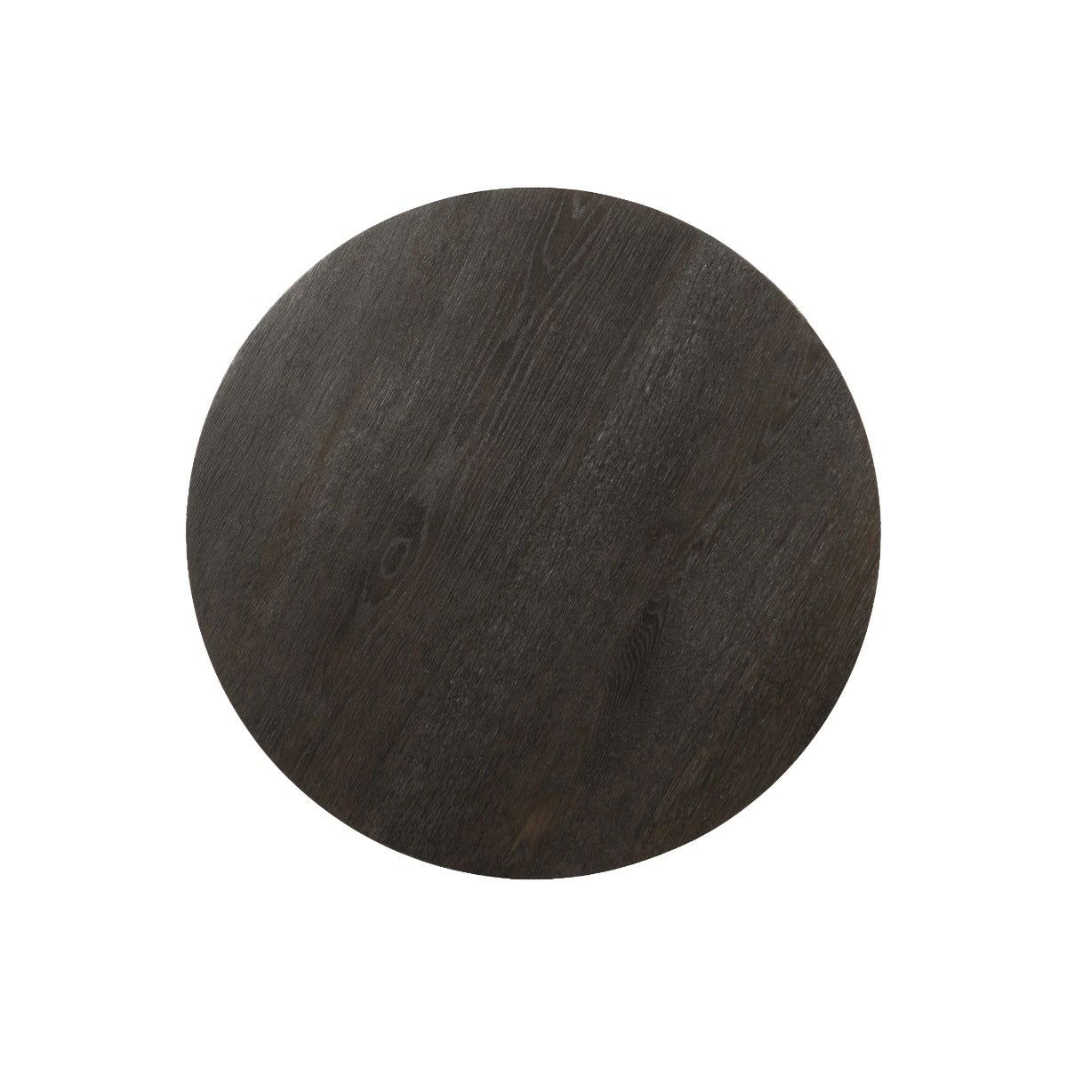 Bovenaanzicht van het eikenhouten blad van de salontafel Novero espresso