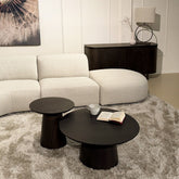 Salontafel Novero espresso Ø80cm in een woonkamer