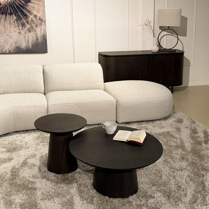Salontafel Novero espresso Ø80cm in een woonkamer