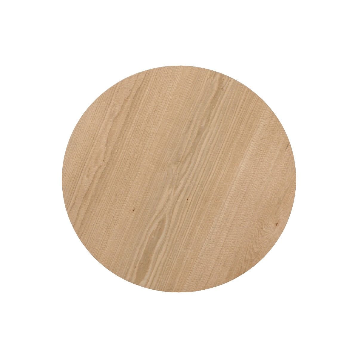 Bovenaanzicht van het eikenhouten blad van de salontafel Novero naturel