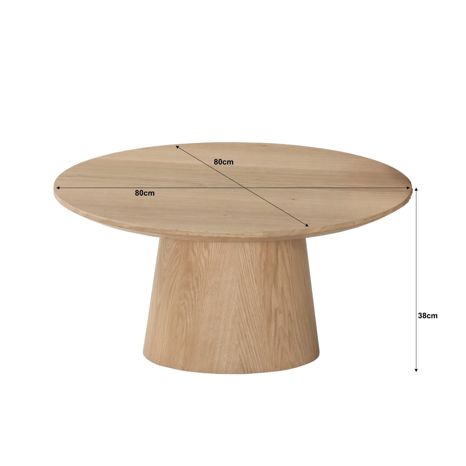 Afmetingen Salontafel Novero Ø80cm: Ø80cm x H38cm