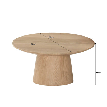 Afmetingen Salontafel Novero Ø80cm: Ø80cm x H38cm