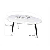 Salontafel Organic Marble 70cm in Wit marmer met zwart onderstel