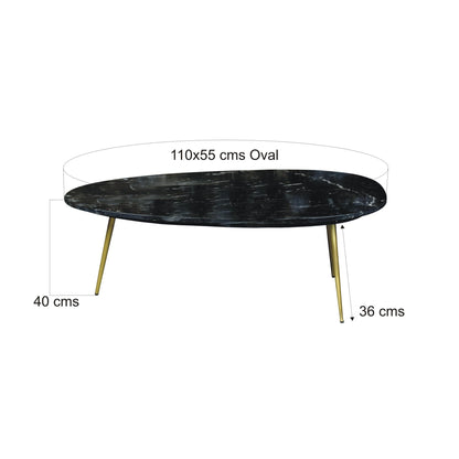 Organisch gevormde salontafel Organic Marble 110cm in Zwart Goud