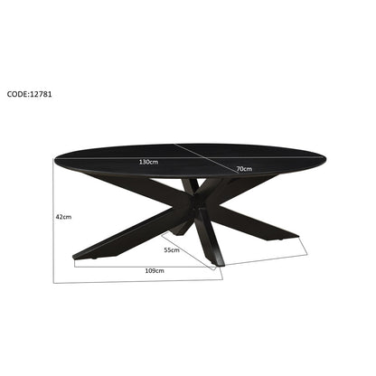 Salontafel Oslo 130cm in Kala, zwart afgewerkt