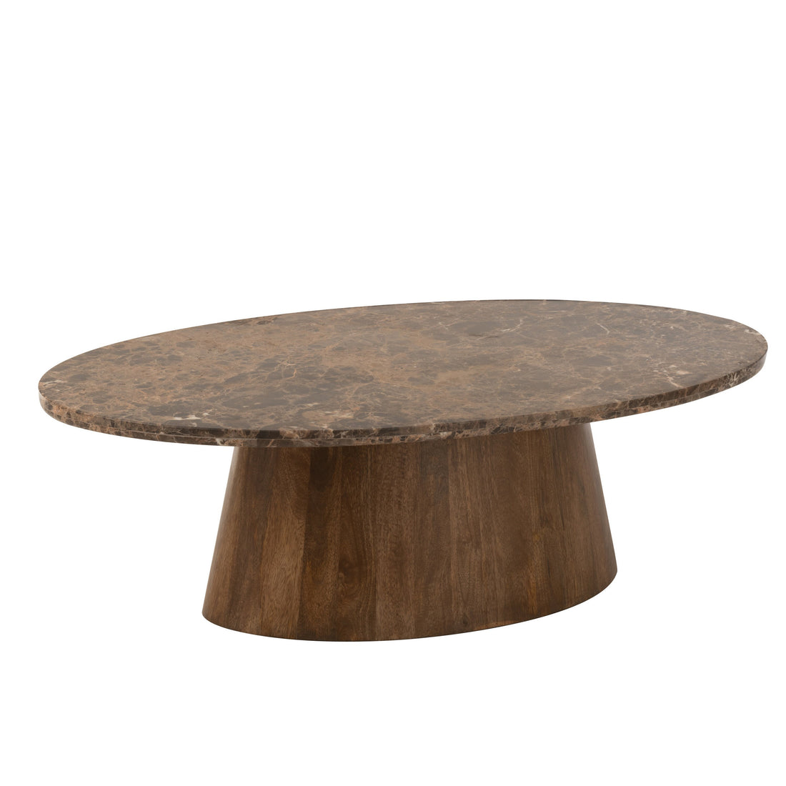 Salontafel Ovaal Marmer/Mangohout Bruin - Salontafel - J-Line - livinglovely.nl