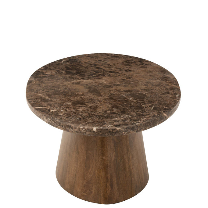 Salontafel Ovaal Marmer/Mangohout Bruin - Salontafel - J-Line - livinglovely.nl
