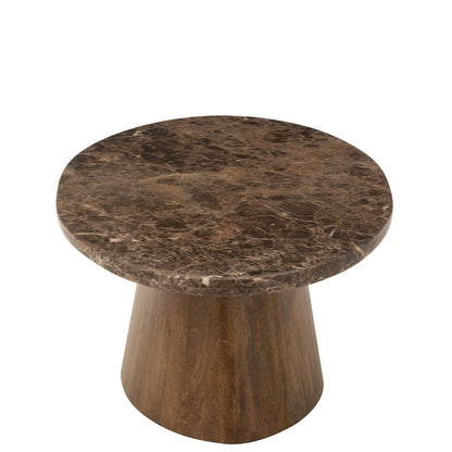 Salontafel Ovaal Marmer/Mangohout Bruin - Salontafel - J-Line - livinglovely.nl