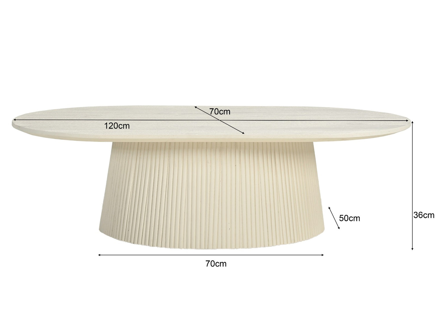 Livingfurn Patrice salontafel 120cm, Patou, crèmewit afgewerkt mangohout