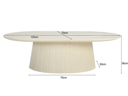 Livingfurn Patrice salontafel 120cm, Patou, crèmewit afgewerkt mangohout