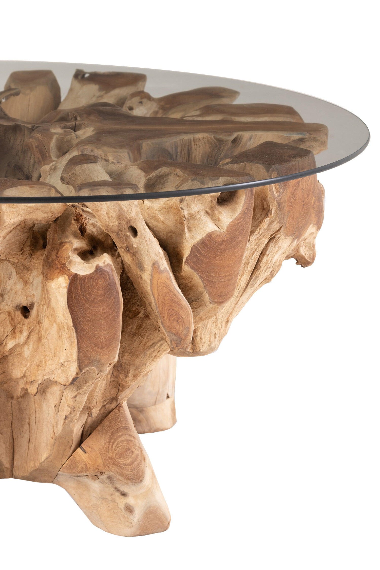 Salontafel Raoul Teak Hout Naturel Small 83x90x45cm - Salontafel - J-Line - livinglovely.nl