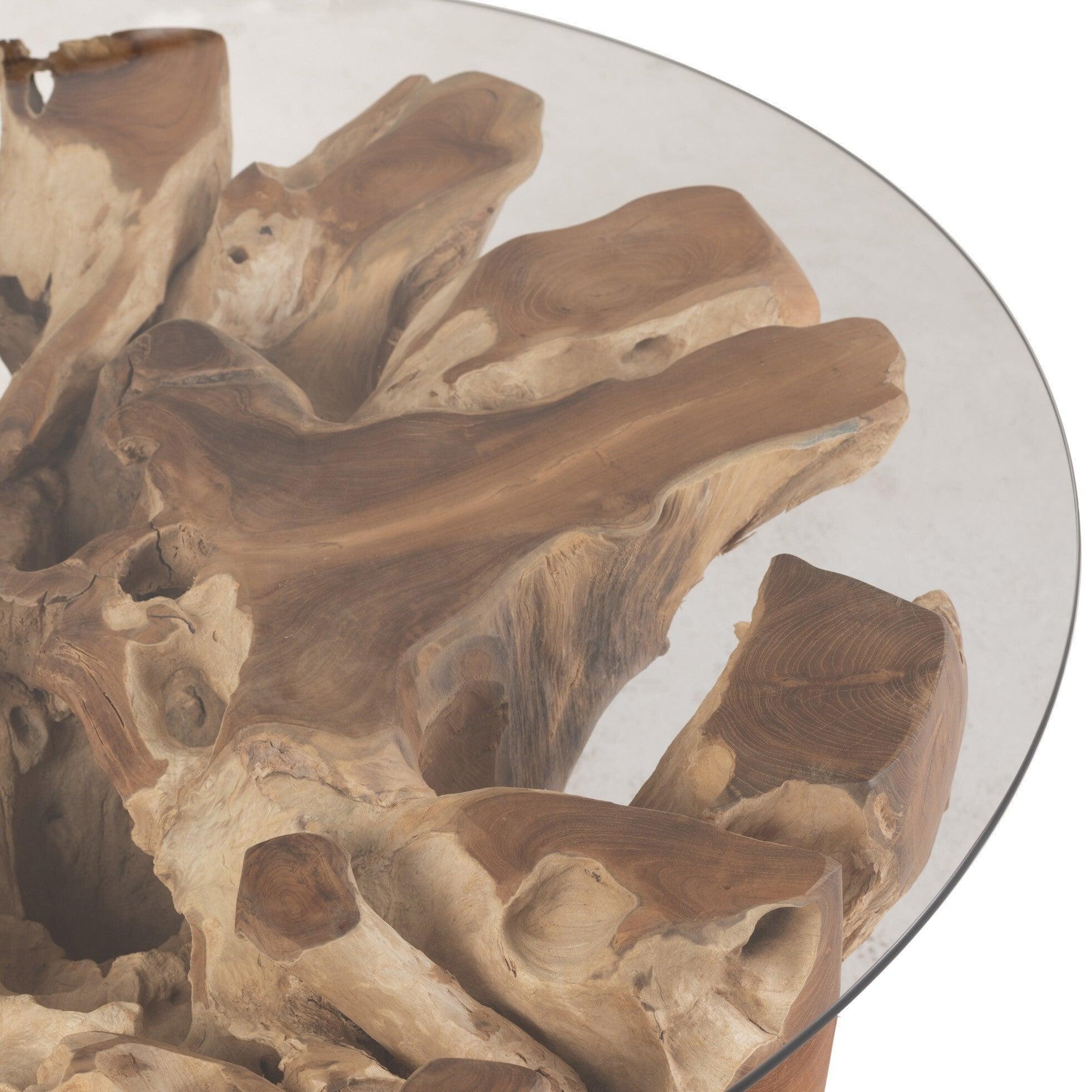 Salontafel Raoul Teak Hout Naturel Small 83x90x45cm - Salontafel - J-Line - livinglovely.nl