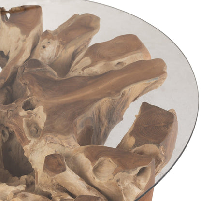 Salontafel Raoul Teak Hout Naturel Small 83x90x45cm - Salontafel - J-Line - livinglovely.nl