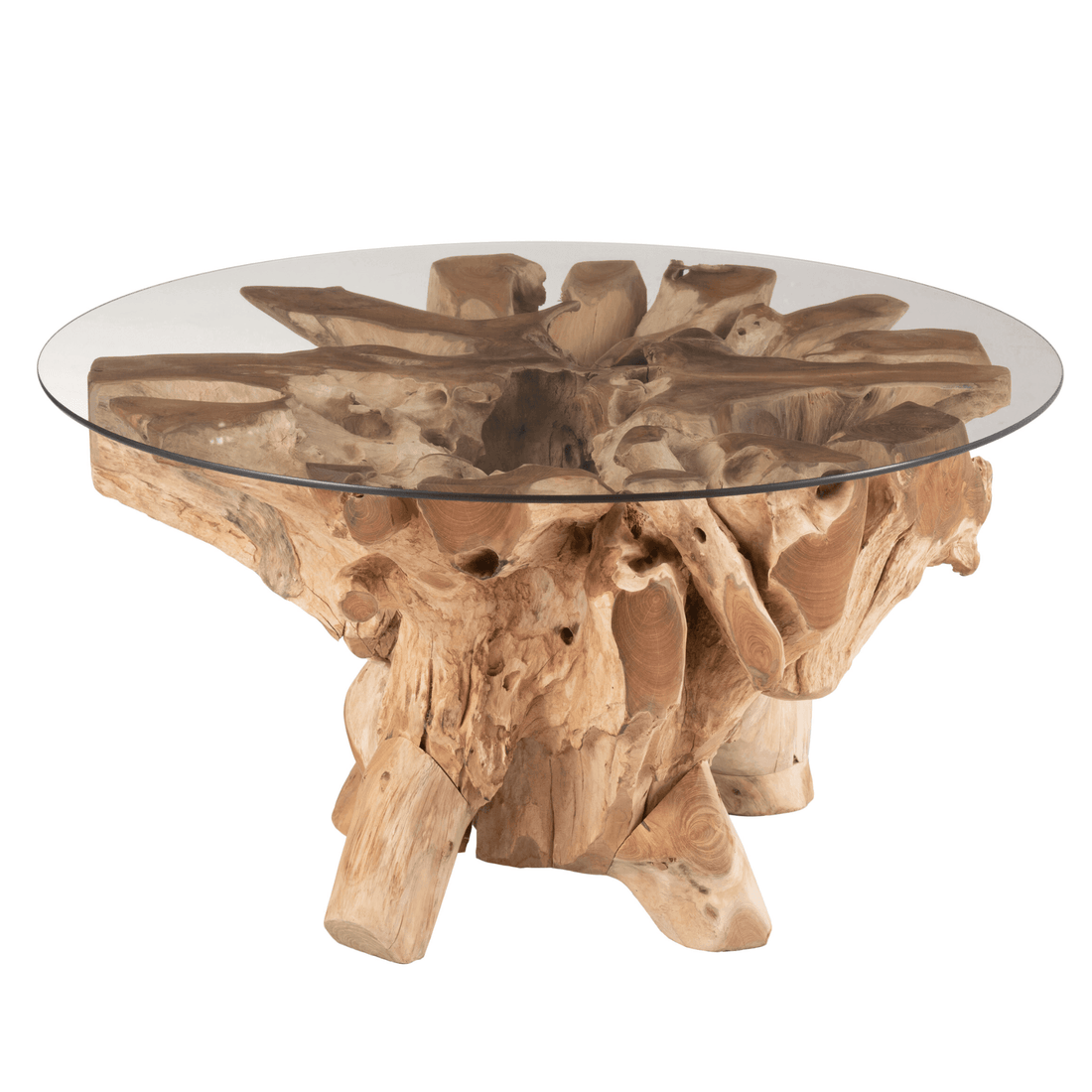 Salontafel Raoul Teak Hout Naturel Small 83x90x45cm - Salontafel - J-Line - livinglovely.nl
