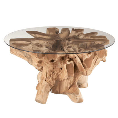 Salontafel Raoul Teak Hout Naturel Small 83x90x45cm - Salontafel - J-Line - livinglovely.nl