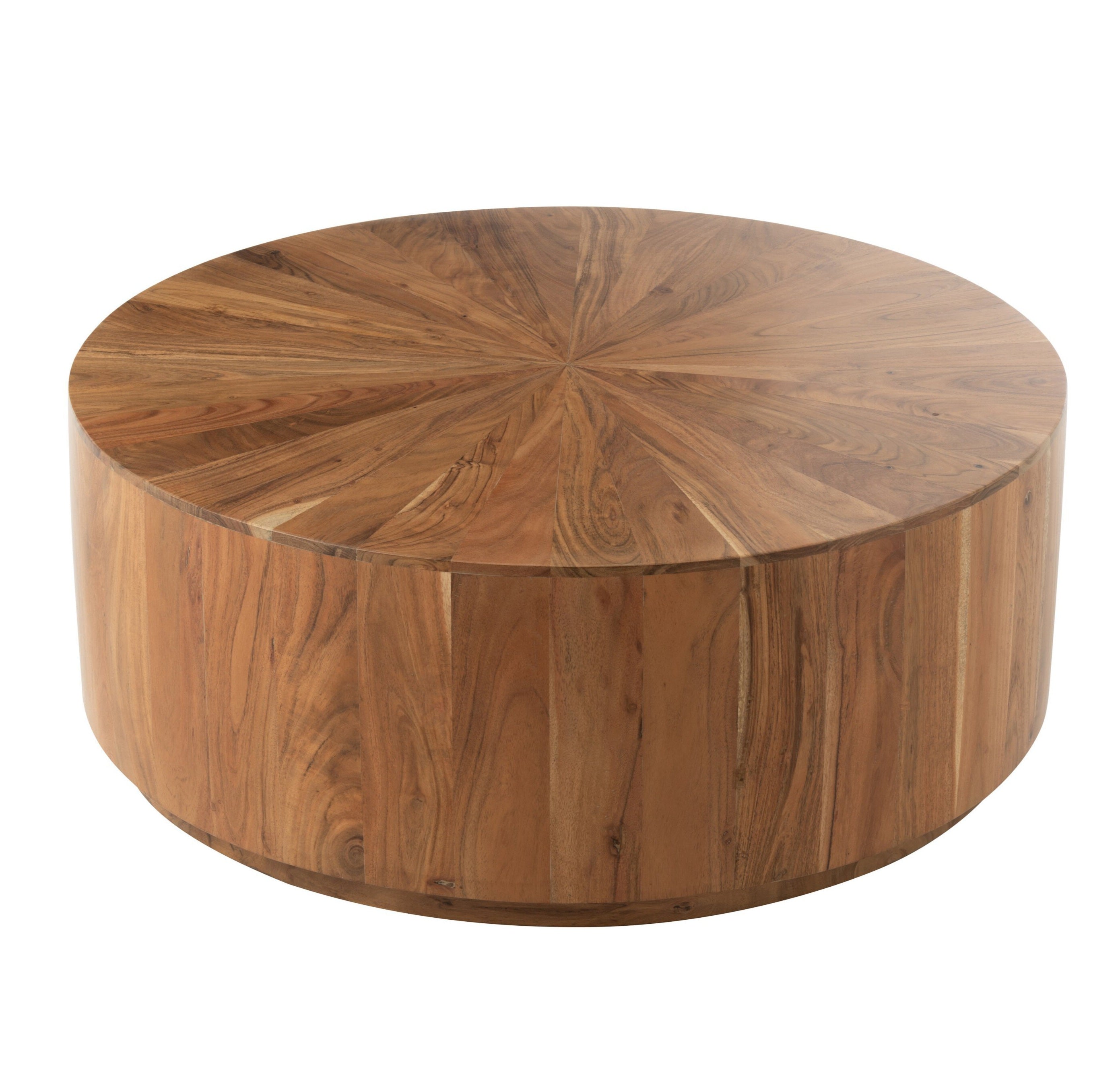 Salontafel Rond Acacia Hout/Mdf Naturel Dia90x35cm J-Line - Salontafel - J-Line - livinglovely.nl
