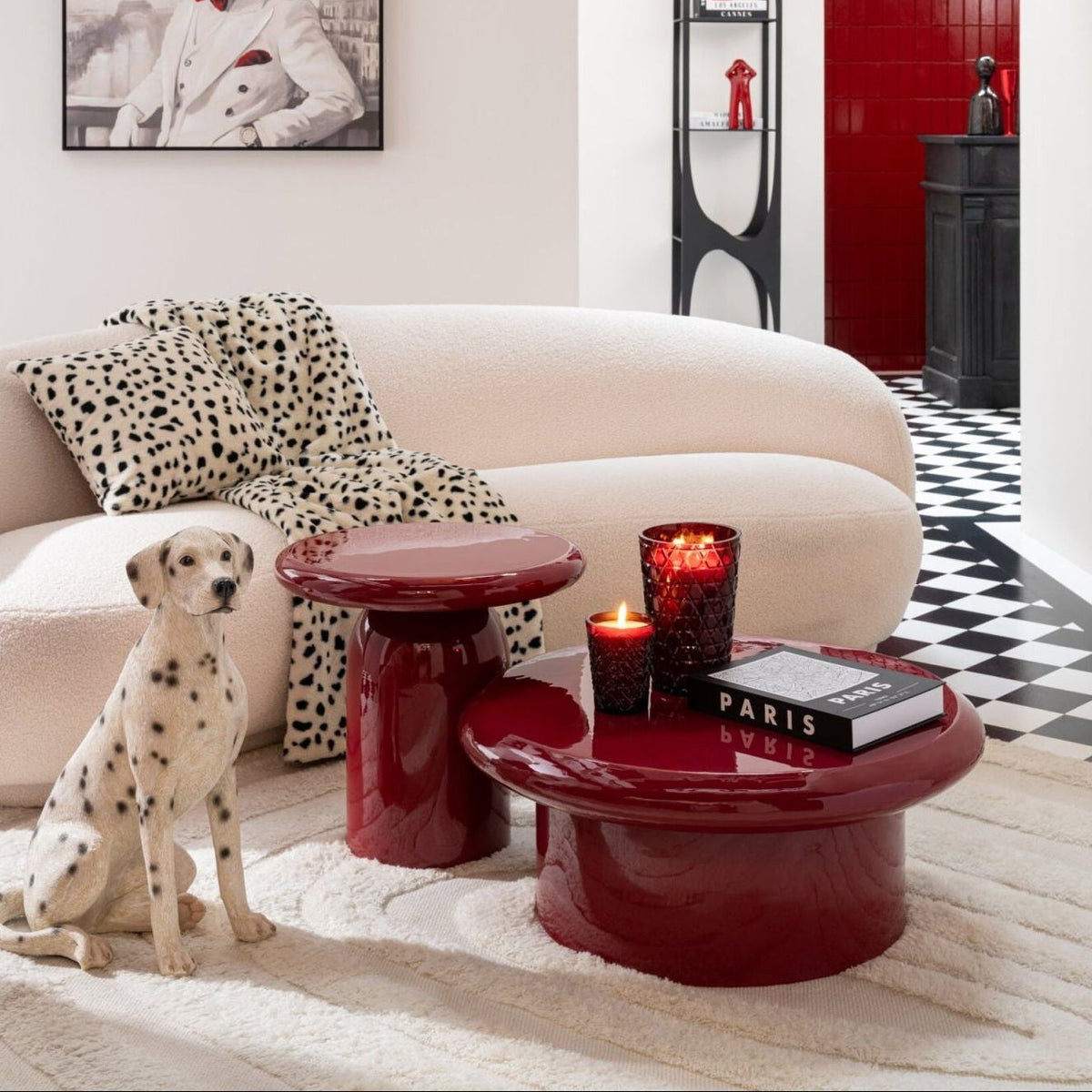 Salontafel Rond Gelakt Metaal Rood Ø76cm J-Line
