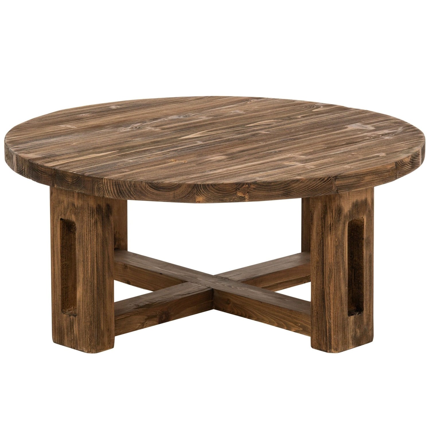 Salontafel Rond Gerecycled Hout Bruin J-Line