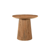 Ronde salontafel Salvator van Livingfurn in mangohout Pecan met geribbelde middenpoot