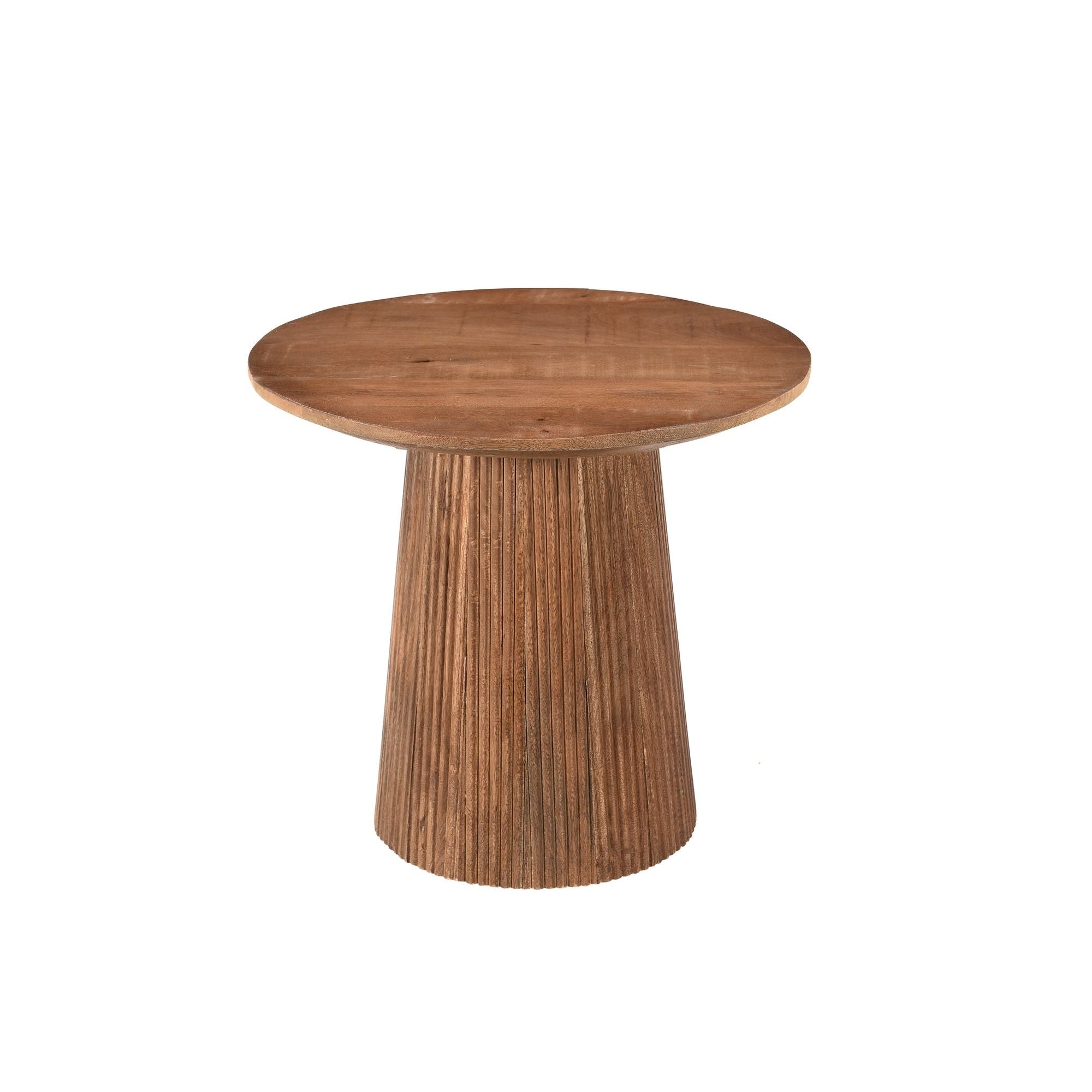 Salvator salontafel Pecan schuin van boven gezien met rond mangohouten blad