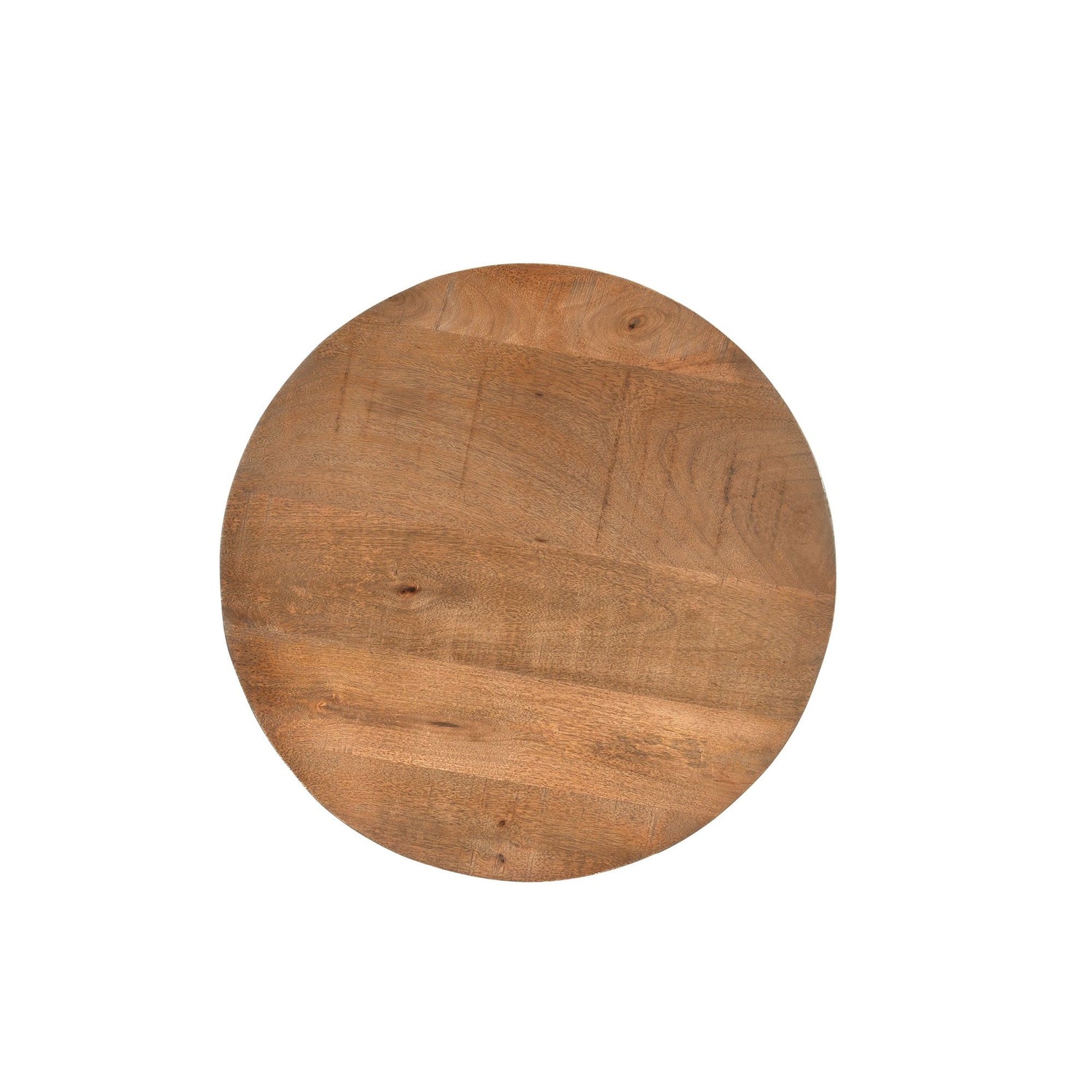 Bovenaanzicht van het ronde blad van de Salvator salontafel in Pecan